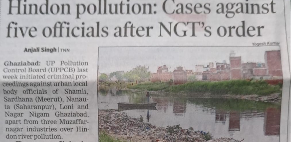 Hindon Pollution: Cases against five officials after NGT's order