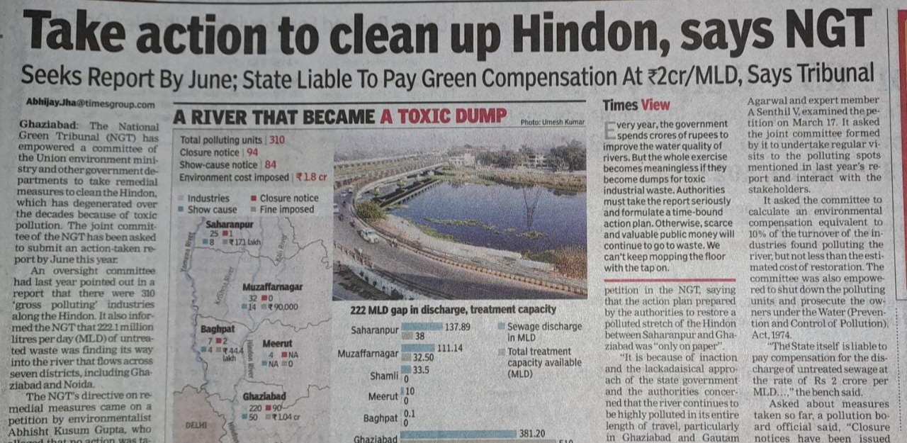 Take action to clean Hindon, says NGT