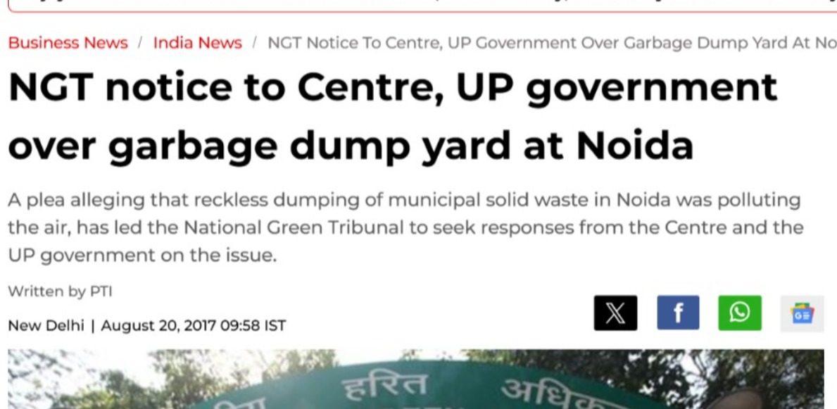 NGT notice to Centre, UP government over garbage dump yard at Noida