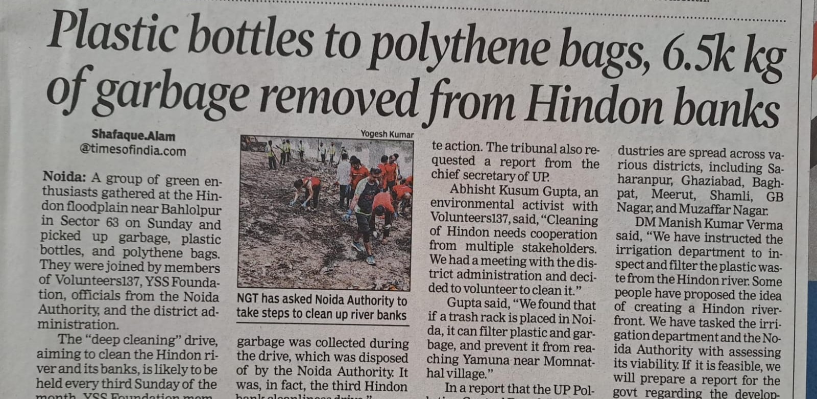 Plastic bottles to polythene bags, 6.5k kg of garbage removed from Hindon Banks