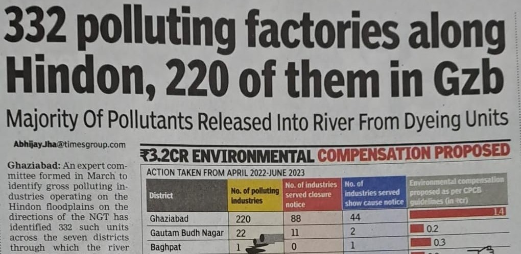 332 polluting factories along Hindon, 220 of them in Gzb