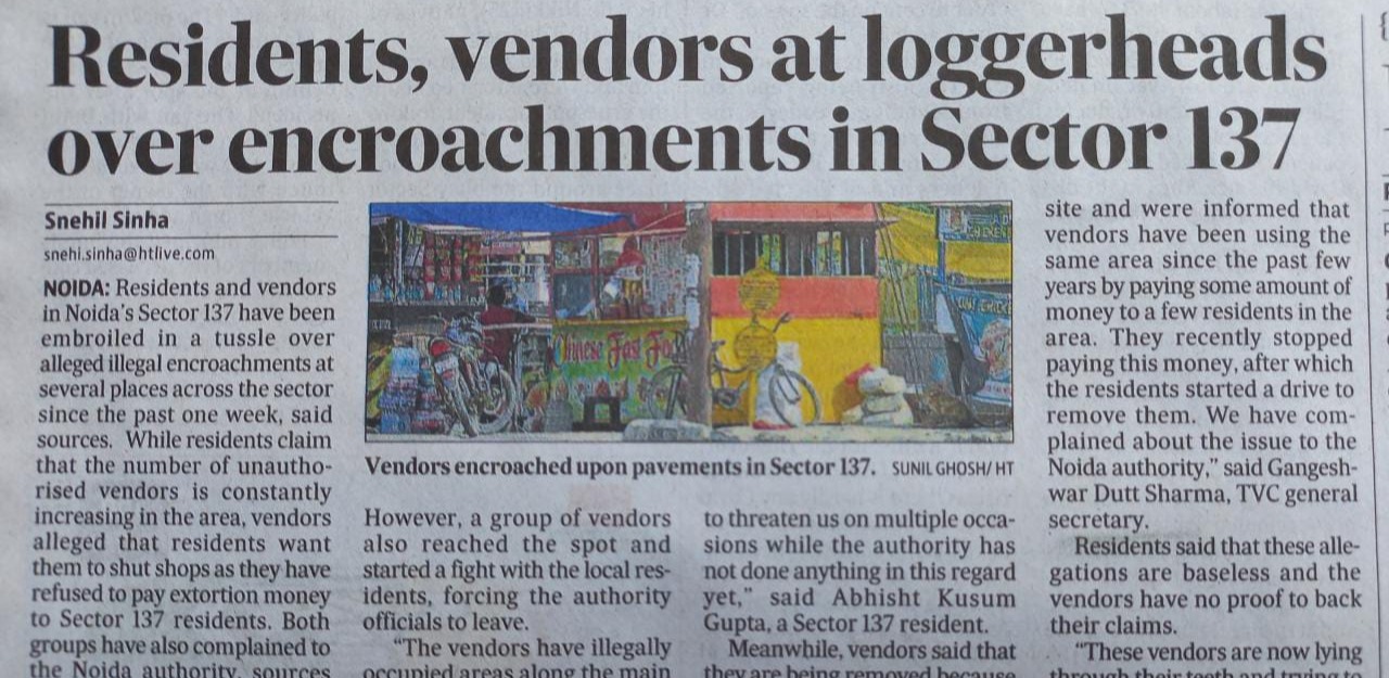 Residents, vendors at loggerheads over encroachments in Sector 137