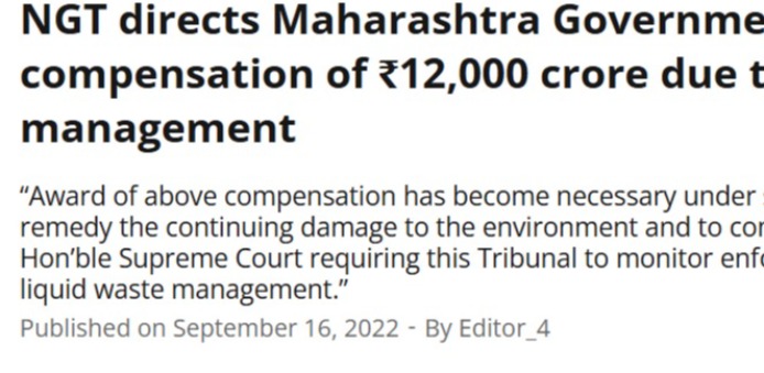 NGT directs Maharashtra Government to pay compensation of Rs 12,000 crore due to improper waste management