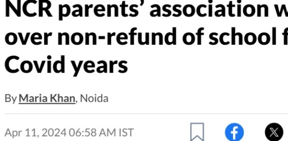 NCR parents’ association writes to DM over non-refund of school fee for Covid years