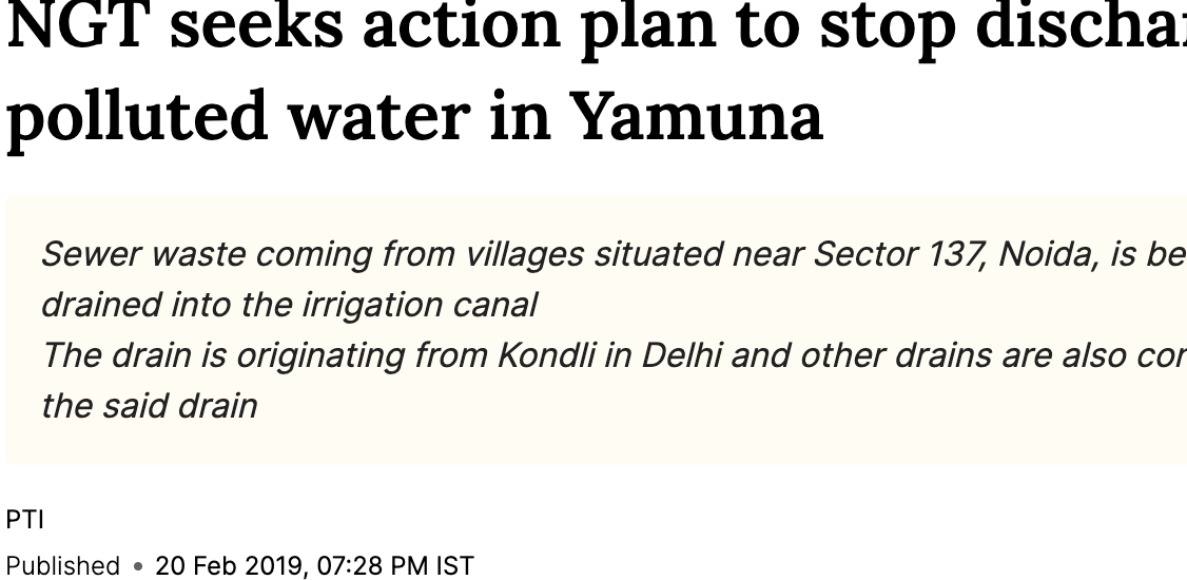 NGT seeks action plan to stop discharge of polluted water in Yamuna