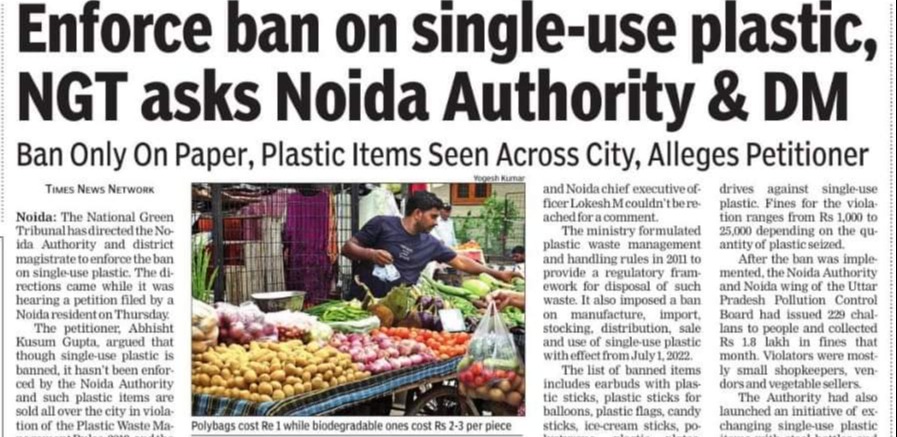 Enforce ban on single-use plastic, NGT asks Noida Authority & DM