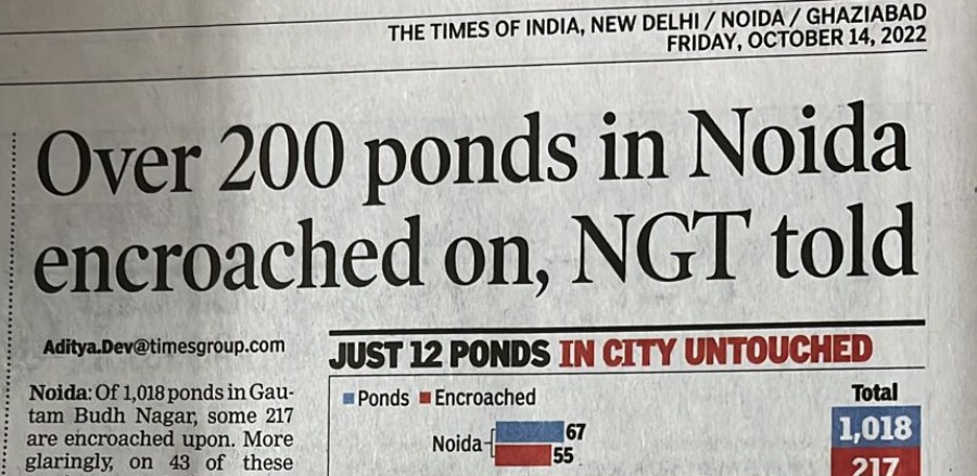 Over 200 ponds  in Noida encroached on, NGT told