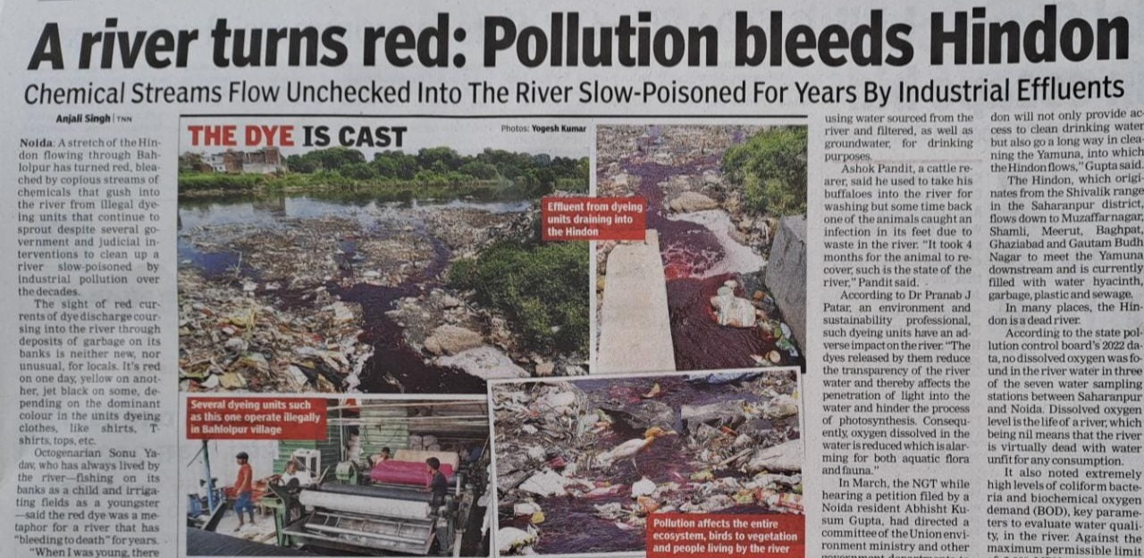 A river turns red: Pollution bleeds Hindon